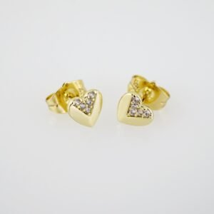 E2010 Earrings - Aretes - Zircon Stone - 14K Real Color