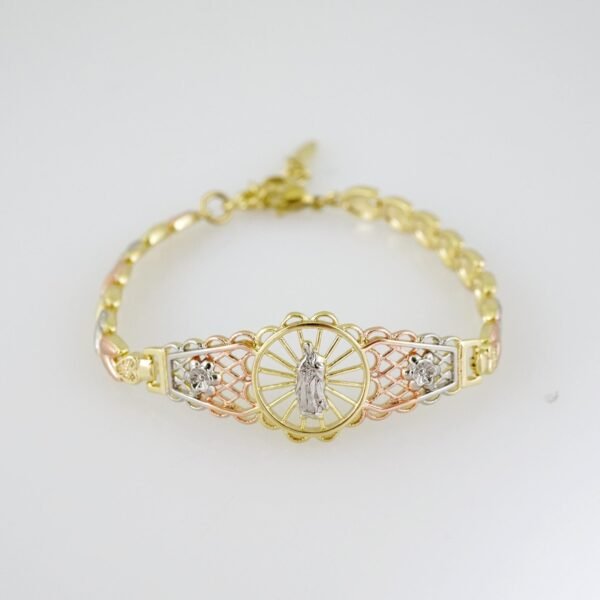 B1408 Bracelet - Pulseras - Zircon Stone - Three Tone - Image 2