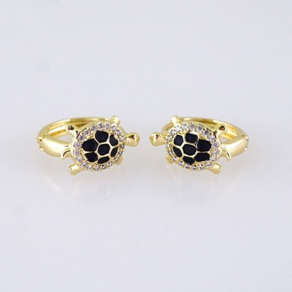 E1747 Women's Earrings - Aretes Dama - Zircon Stone - 14K Real Color/ Black