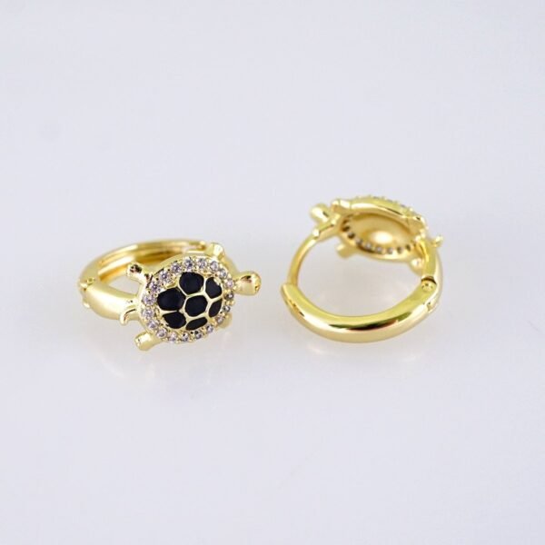 E1747 Women's Earrings - Aretes Dama - Zircon Stone - 14K Real Color/ Black - Image 2