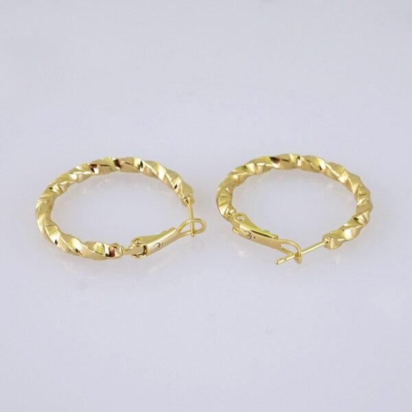 E1862 Earrings - Aretes - Plain - 14k Real Color - Image 2