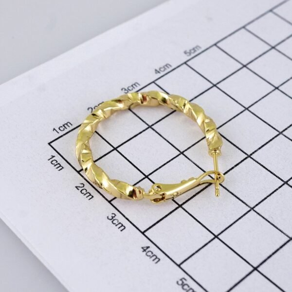 E1862 Earrings - Aretes - Plain - 14k Real Color - Image 3