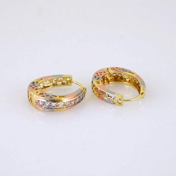 E1782 Women's Earrings - Aretes Dama - Zircon Stone - 14K Real Color - Image 2