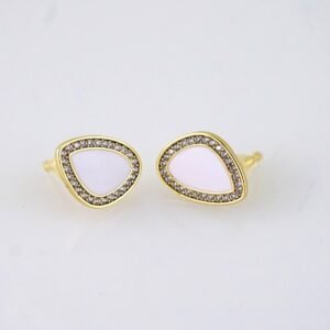 E1792 Women's Earrings - Aretes Dama - Zircon Stone White - 14K Real Color