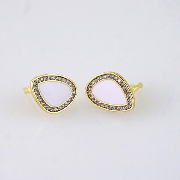 E1792 Women's Earrings - Aretes Dama - Zircon Stone White - 14K Real Color