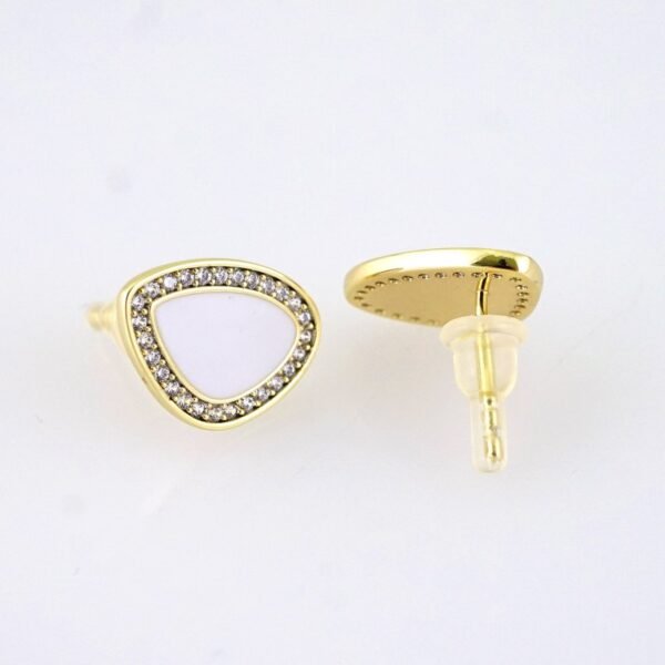E1792 Women's Earrings - Aretes Dama - Zircon Stone White - 14K Real Color - Image 2