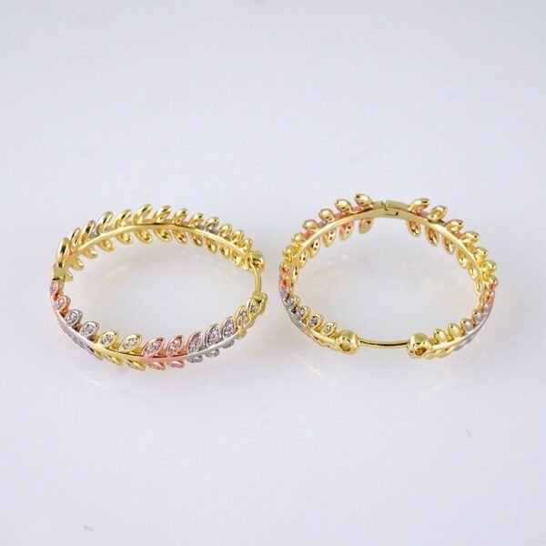 E1808 Earrings Woman/ Aretes Dama/ Three Tone/ Plain - Image 2