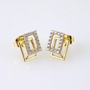E1842 Earrings - Aretes - Zircon Stone - 14K Real Color