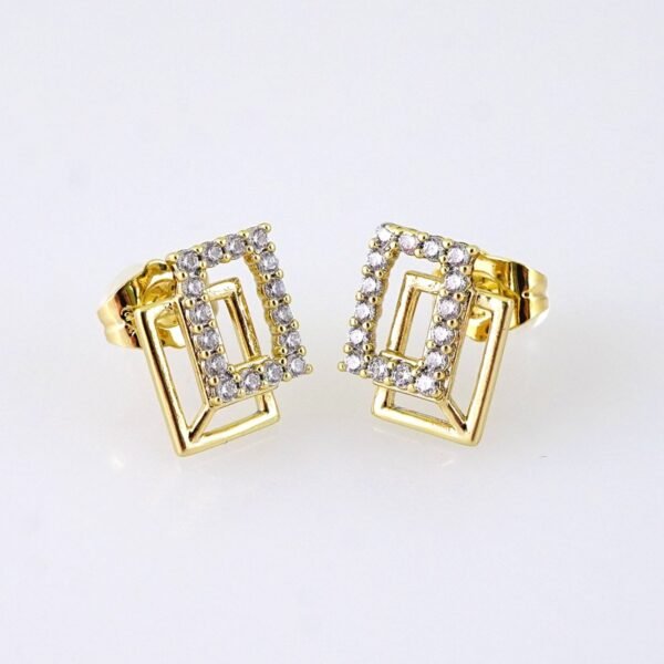 E1842 Earrings - Aretes - Zircon Stone - 14K Real Color