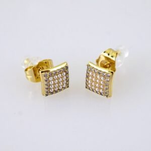 E1845 Earrings - Aretes - Zircon Stone - 14K Real Color