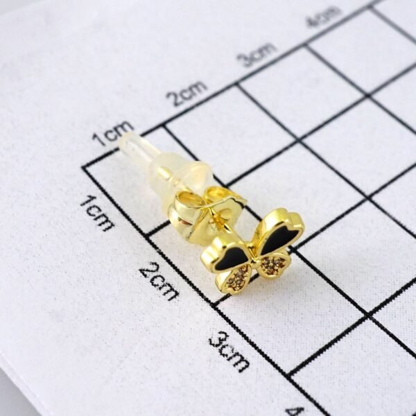 E1846 Earrings - Aretes - Zircon Stone - 14K Real Color - Black - Image 3