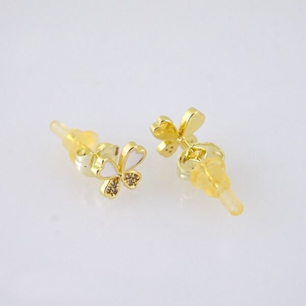E1847 Earrings - Aretes - Zircon Stone - 14K Real Color - White - Image 2