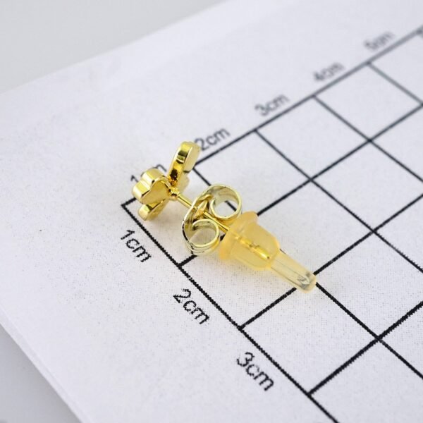 E1847 Earrings - Aretes - Zircon Stone - 14K Real Color - White - Image 3