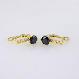 E1848 Earrings - Aretes - Zircon Stone - 14K Real Color - Black