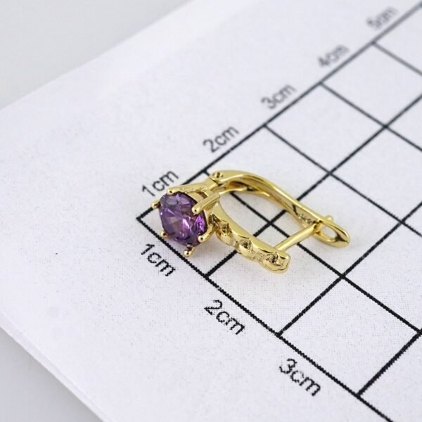 E1849 Earrings - Aretes - 14K Real Color - Violet - Image 3