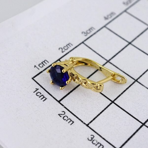 E1850 Earrings - Aretes - 14K Real Color - Blue - Image 3