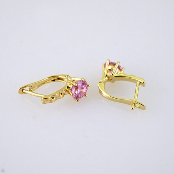 E1851 Earrings - Aretes - 14K Real Color - Pink - Image 2
