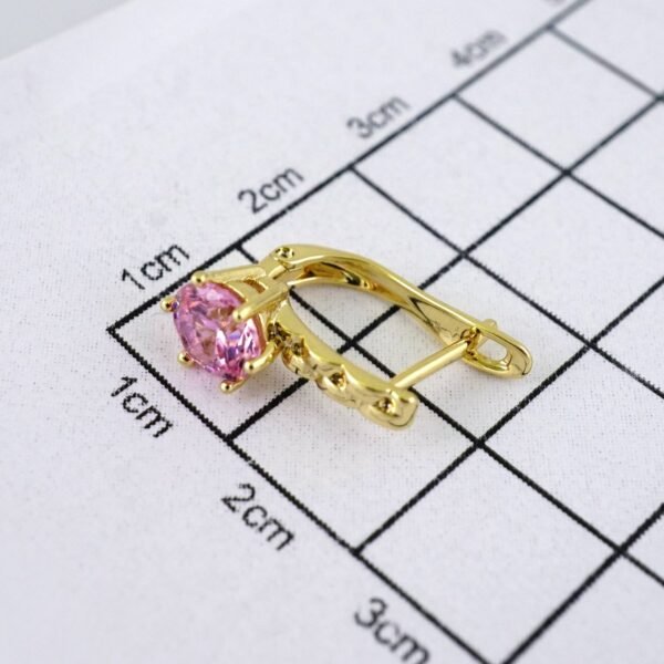E1851 Earrings - Aretes - 14K Real Color - Pink - Image 3