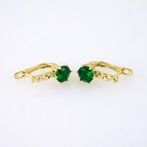 E1854 Earrings - Aretes - 14K Real Color - Green