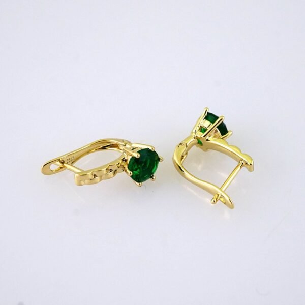 E1854 Earrings - Aretes - 14K Real Color - Green - Image 2