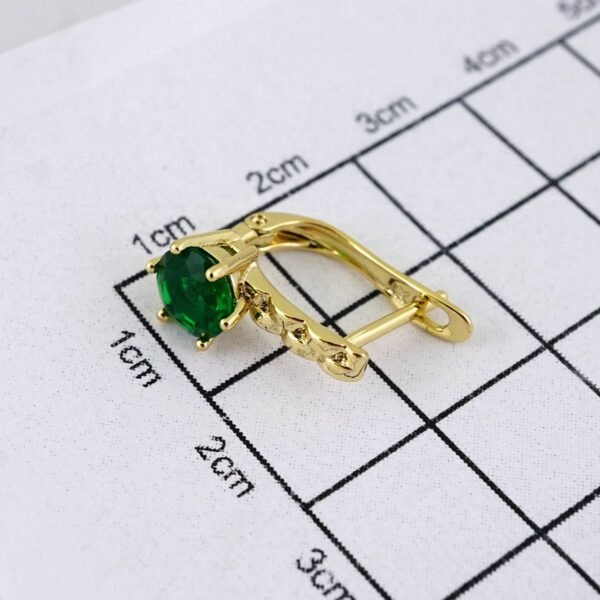 E1854 Earrings - Aretes - 14K Real Color - Green - Image 3