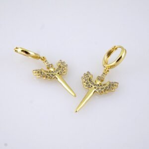 E1856 Earrings - Aretes - Zircon Stone - 14K Real Color