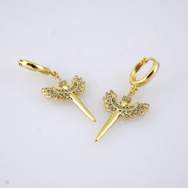 E1856 Earrings - Aretes - Zircon Stone - 14K Real Color