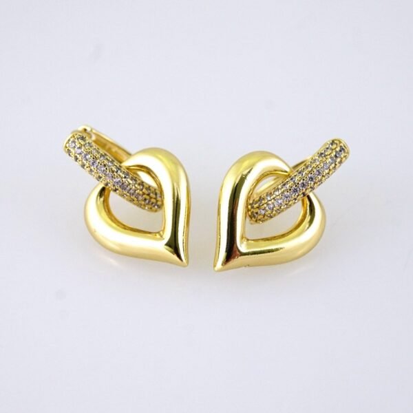 E1858 Earrings - Aretes - Zircon Stone - 14K Real Color