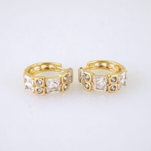 E1889 Earrings - Aretes - Zircon Stone - 14K Real Color