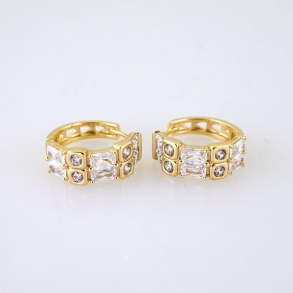 E1889 Earrings - Aretes - Zircon Stone - 14K Real Color