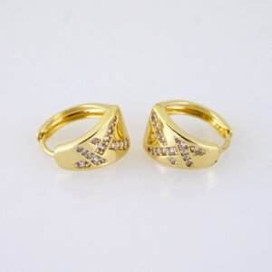 E1890 Earrings - Aretes - Zircon Stone - 14K Real Color