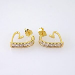 E1891 Earrings - Aretes - Zircon Stone - 14K Real Color