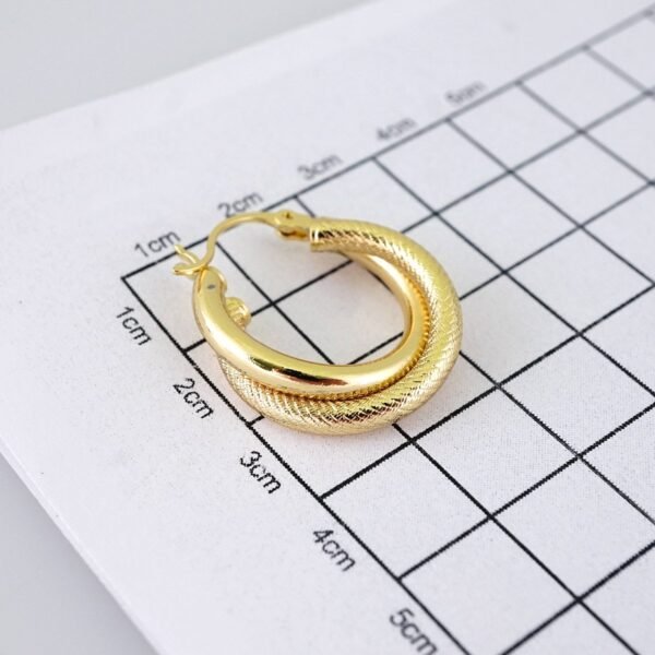 E1892 Earrings - Aretes - Plain - 14k Real Color - Image 3