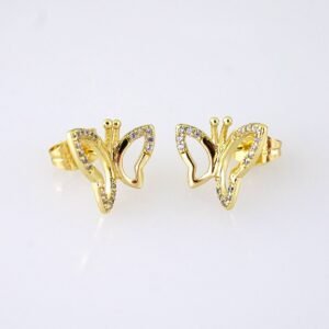 E1866 Earrings - Aretes - Zircon Stone - 14K Real Color