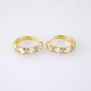 E1868 Earrings - Aretes - Zircon Stone - 14K Real Color