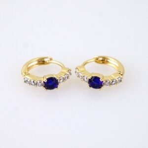 E1869 Earrings - Aretes - Zircon Stone - 14K Real Color - Blue