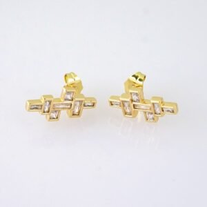E1870 Earrings - Aretes - Zircon Stone - 14K Real Color