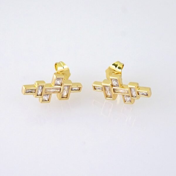 E1870 Earrings - Aretes - Zircon Stone - 14K Real Color