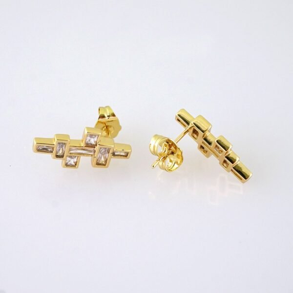 E1870 Earrings - Aretes - Zircon Stone - 14K Real Color - Image 2