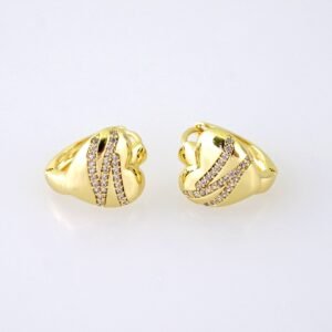 E1872 Earrings - Aretes - Zircon Stone - 14K Real Color