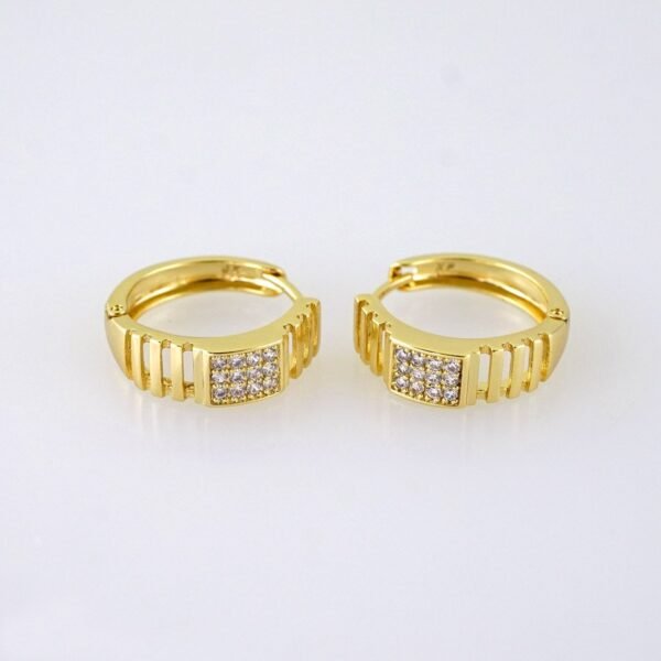 E1874 Earrings - Aretes - Zircon Stone - 14K Real Color