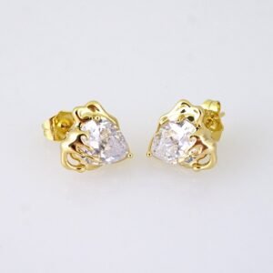 E1877 Earrings - Aretes - Zircon Stone - 14K Real Color