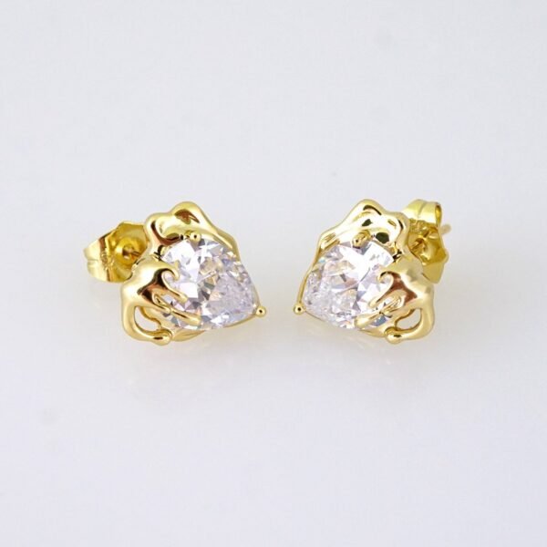 E1877 Earrings - Aretes - Zircon Stone - 14K Real Color