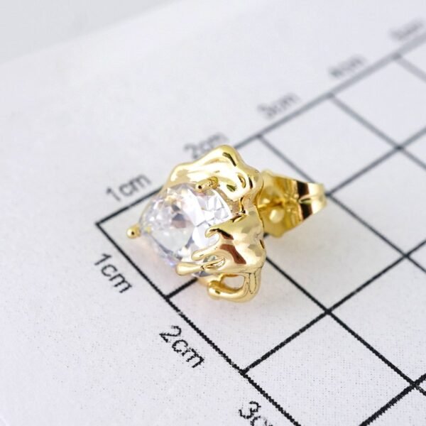 E1877 Earrings - Aretes - Zircon Stone - 14K Real Color - Image 3
