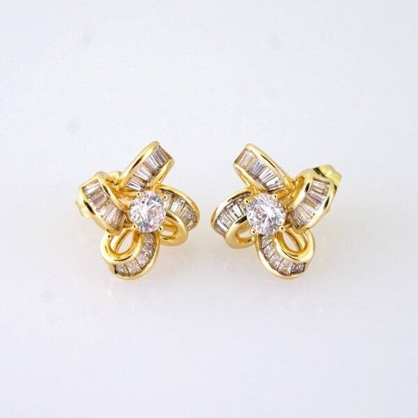 E1879 Earrings - Aretes - Zircon Stone - 14K Real Color