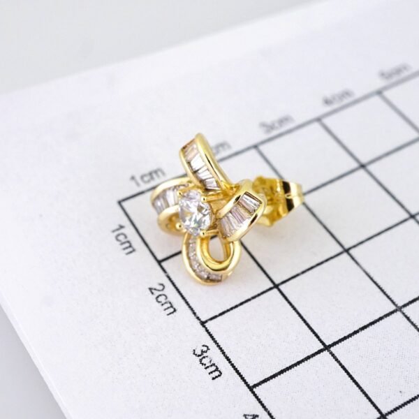 E1879 Earrings - Aretes - Zircon Stone - 14K Real Color - Image 3