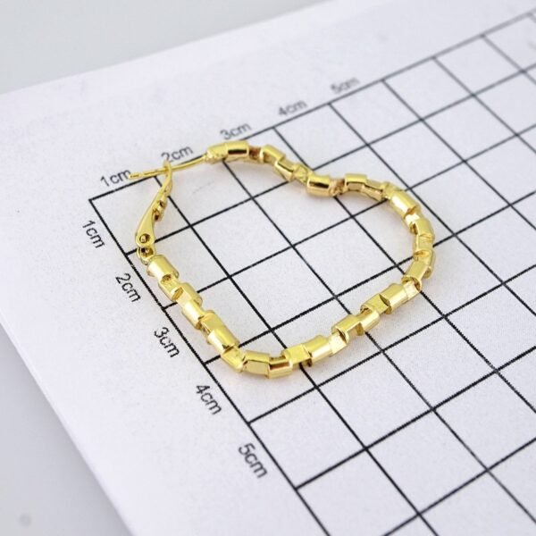 E1880 Earrings - Aretes - Plain - 14k Real Color - Image 3