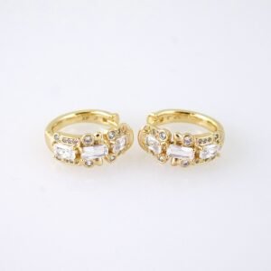 E1883 Earrings - Aretes - Zircon Stone - 14K Real Color