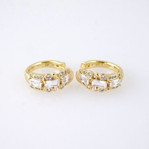 E1883 Earrings - Aretes - Zircon Stone - 14K Real Color