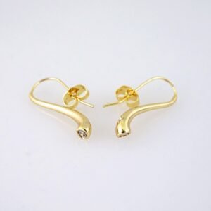 E1885 Earrings - Aretes - Zircon Stone - 14K Real Color